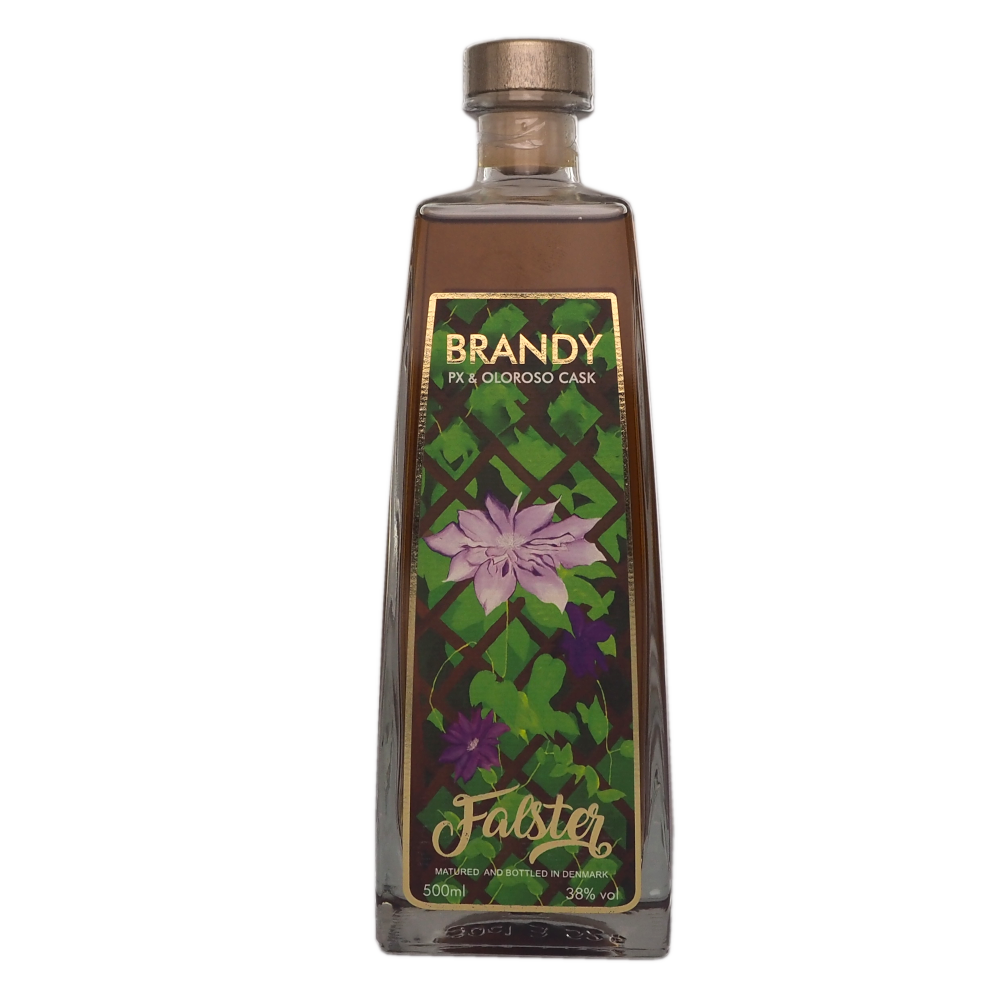 Brandy-danmark-falster-brandy-px-&-oloroso-cask-38%-50cl-vinogvelsmag Falster Brandy - Billede 1