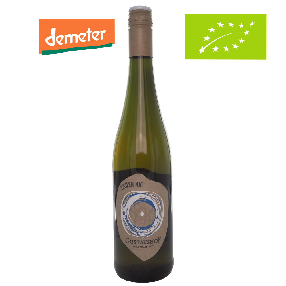 Hvidvin-tyskland-rheinhessen-crush-nat-johanniter-2022-gustavshof-demeter-oeko-10%-75cl-vinogvelsmag Gustavshof Crush Nat Johnanniter Rhein unfiltriert - Billede 1