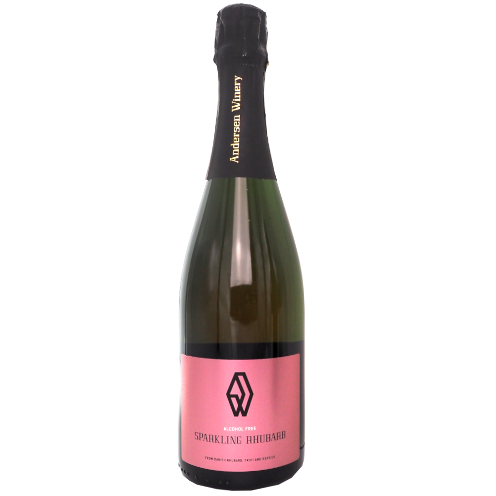 Mousserenndevin-danmark-mols-bjerge-andersen-winery-sparkling-rhubarb-alcohol-free-75cl-0,3%-vinogvelsmag Andersen Winery Rhubarb Alkoholfri - Billede 1
