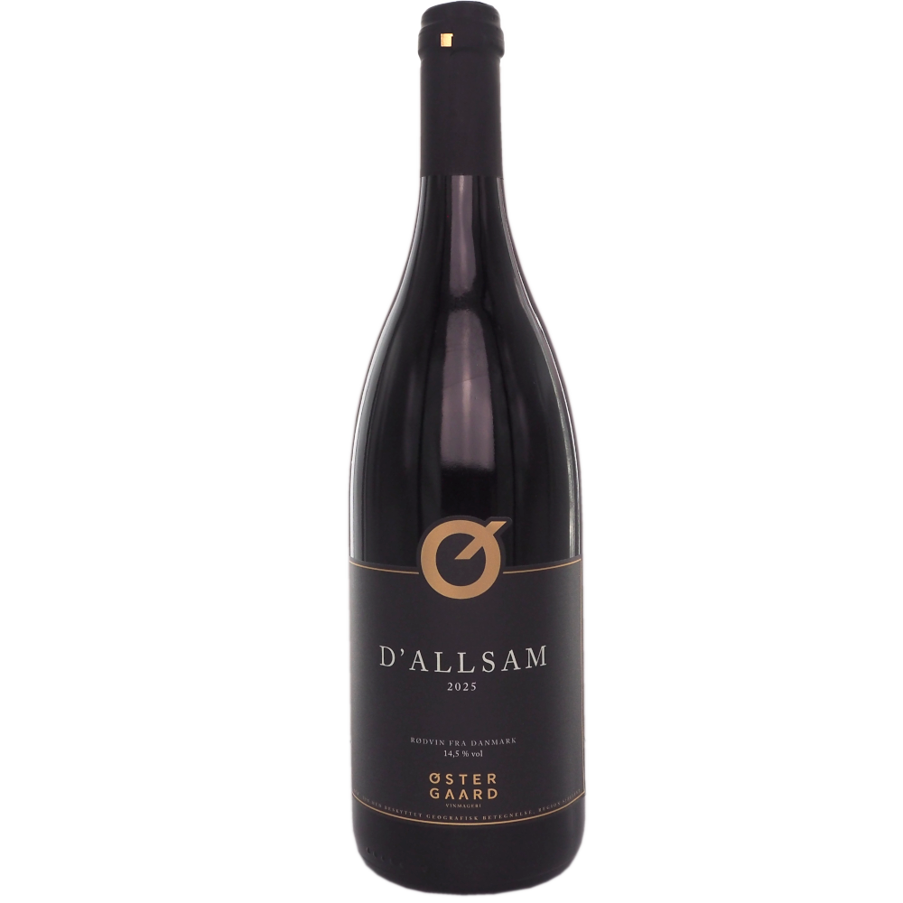 Rødvin-danmark-lolland-cuvee-østergaard-D'ALLSAM-2025-14,5%-75cl-vinogvelsmag Østergaard D'ALLSAM 2025 - Billede 1