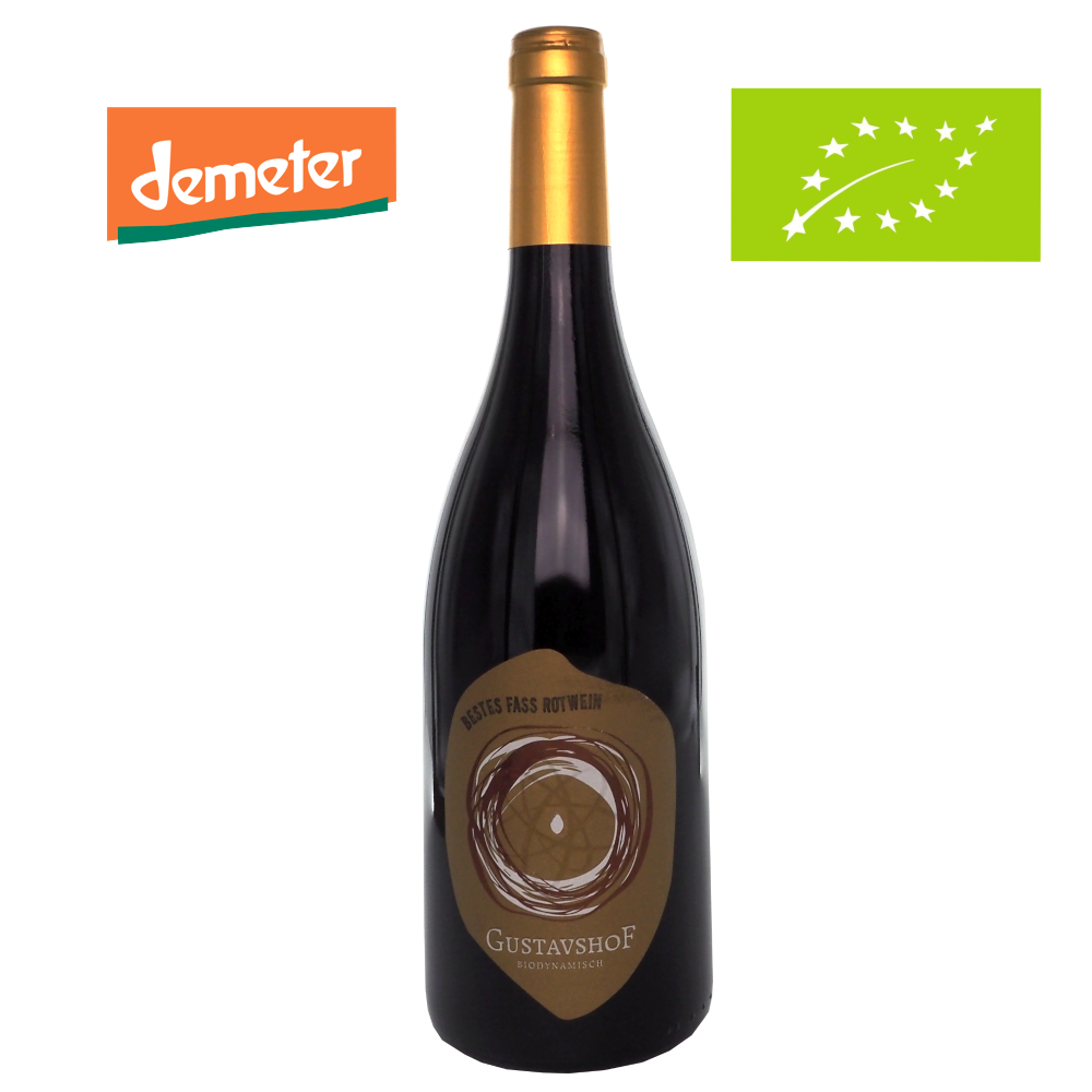 Roedvin-tyskland-biodynamisk-cabernet-cortis-bestes-fass-2016-gustavshof-demeter-oeko-75cl-14%-vinogvelsmag Gustavshof Bestes Fass 2016 Cabernet - Billede 1