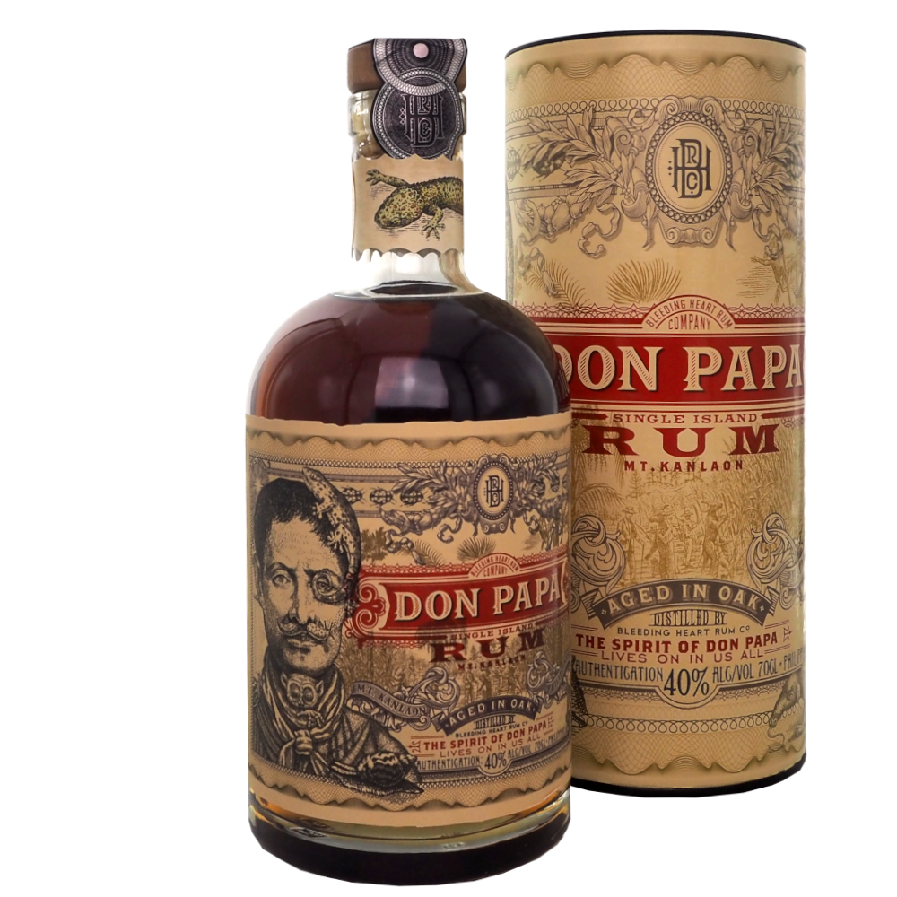 Rom-filipinerne-don-papa-single-island-rum-mt-kanlaon-bleeding-heart-rum-company-70cl-40%-vinogvelsmag Don Papa - Alm. Canister - Billede 1